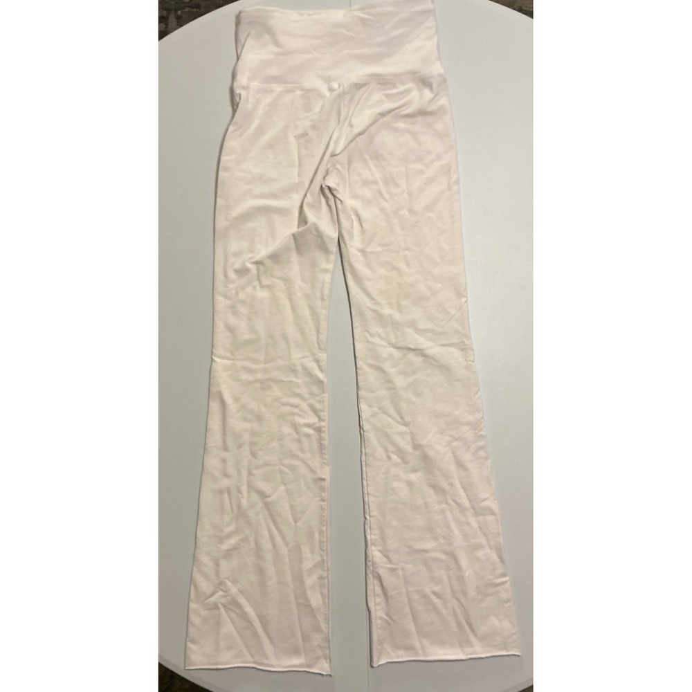 VTG Y2k Bebe Sport White Rhinestone Low Rise‎ Foldover Waist Flare Yoga Pants S